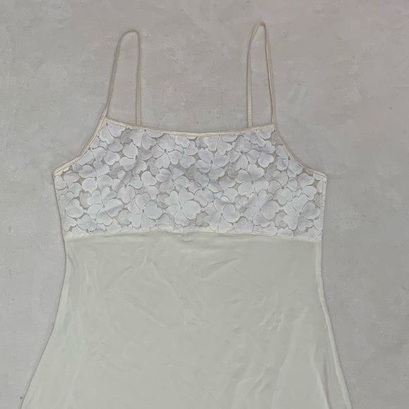 Banana Republic Y2K Cream Floral Lacy Babydoll Slip Mini Dress Size Small - Picture 2 of 4